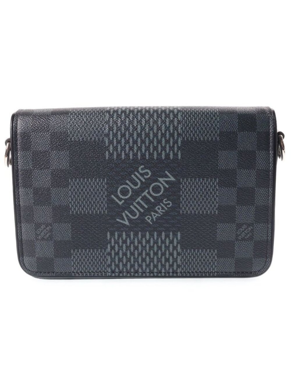 Louis Vuitton Damier Graphite Studio Messenger Shoulder Bag Black Leather Silver
